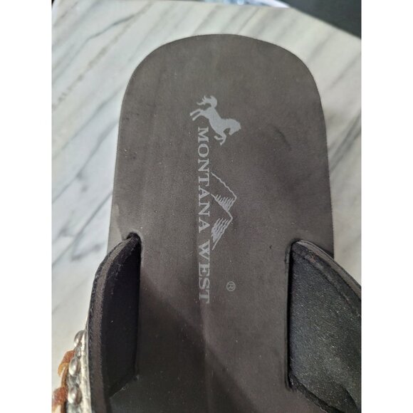 Montana West Concho Sandals Womens 10 Western Platform Flip Flops Thongs - Picture 8 of 11